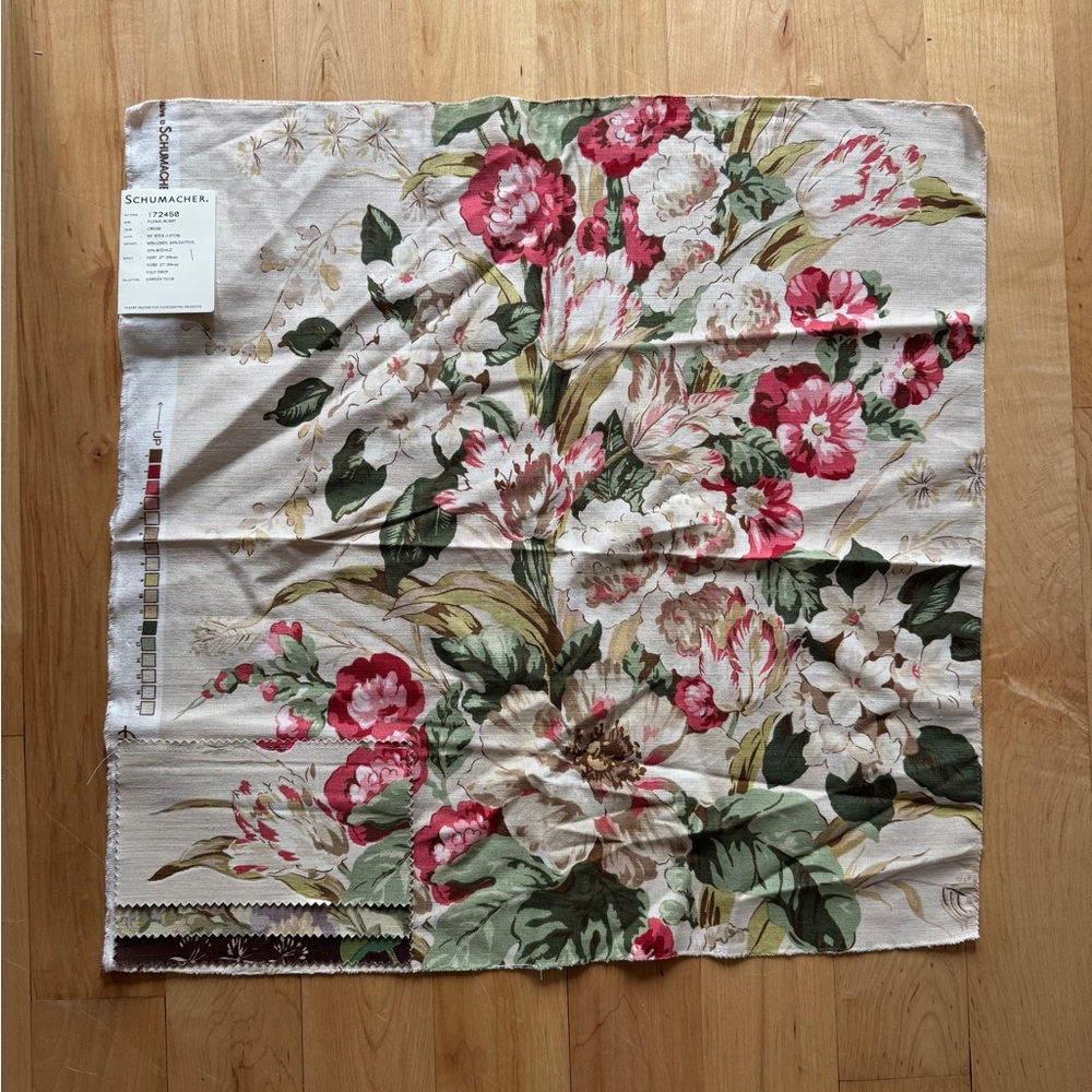 Schumacher floral fabric sample (pillow size)